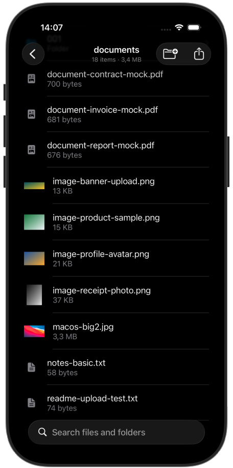 BucketMate iOS File List