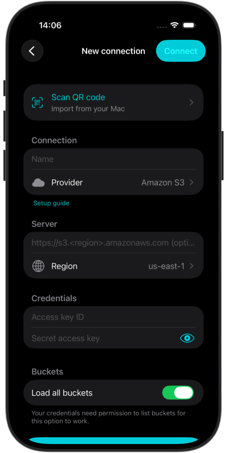 BucketMate iOS New Connection